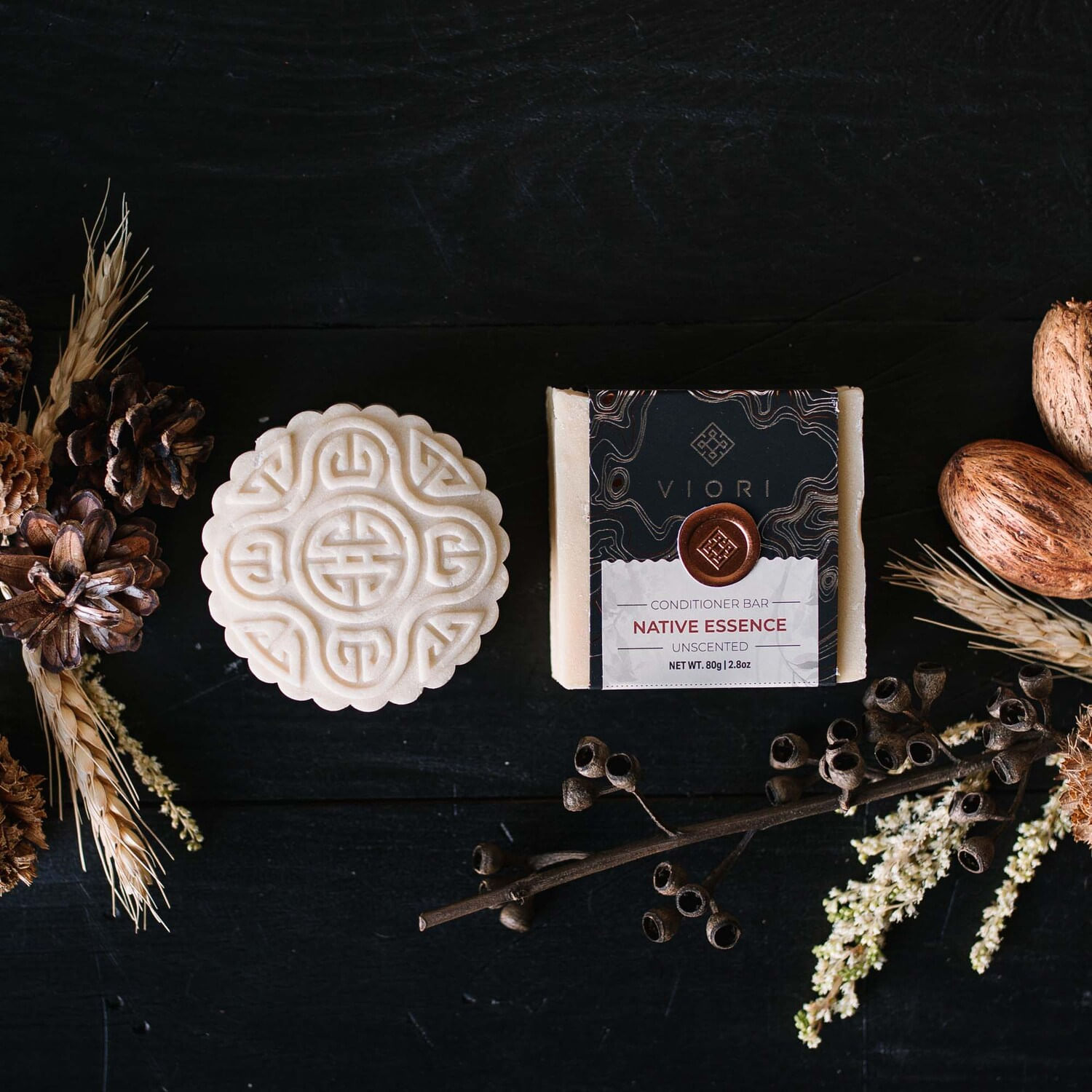 Hair Shampoo & Conditioner Bar With Bamboo Holder Set Native