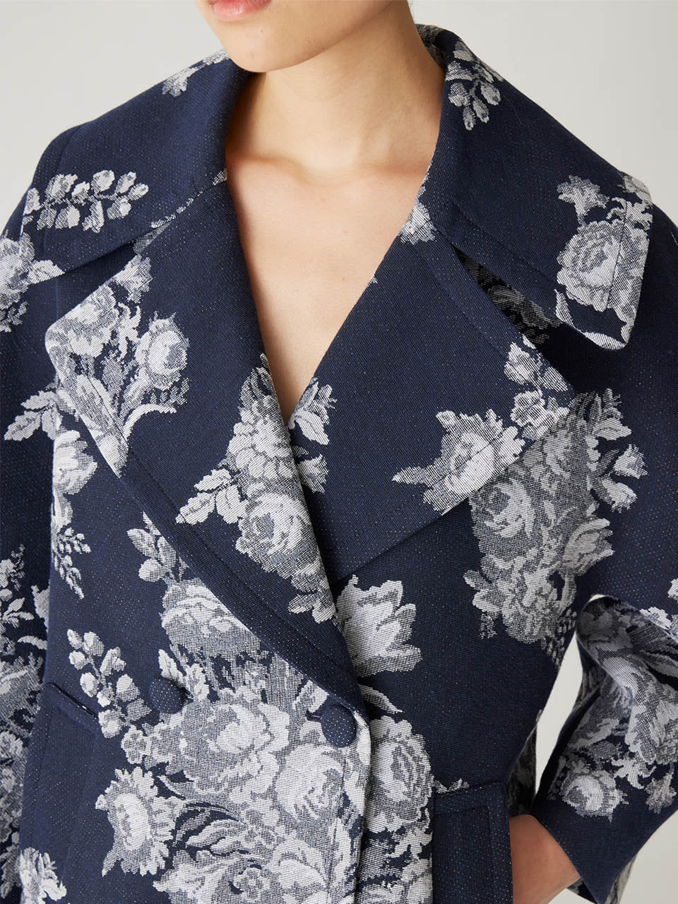 Venice Toile Jacquard Oversized Peacoat | Cosmopolitan Shop