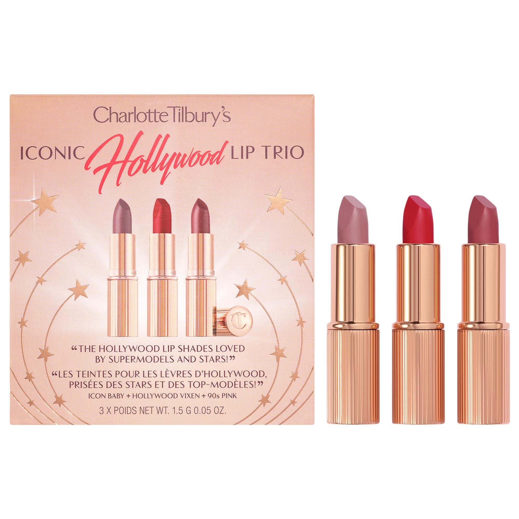 Charlotte Tilbury Hollywood Lip Trio 3色 Mini Iconic Hollywood Lipstick Trio Set | Cosmopolitan Shop