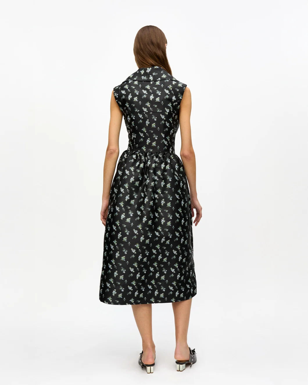 Black Floral Jacquard Midi Dress | Cosmopolitan Shop