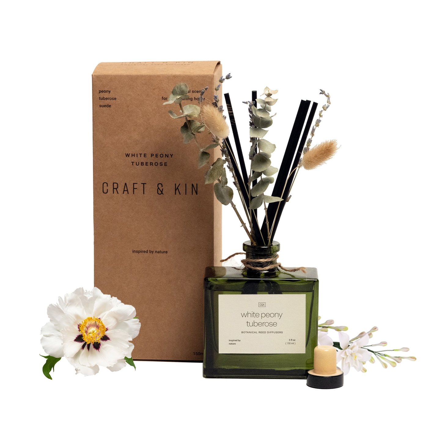 Green Collection Reed Diffuser with Colors - White Peony