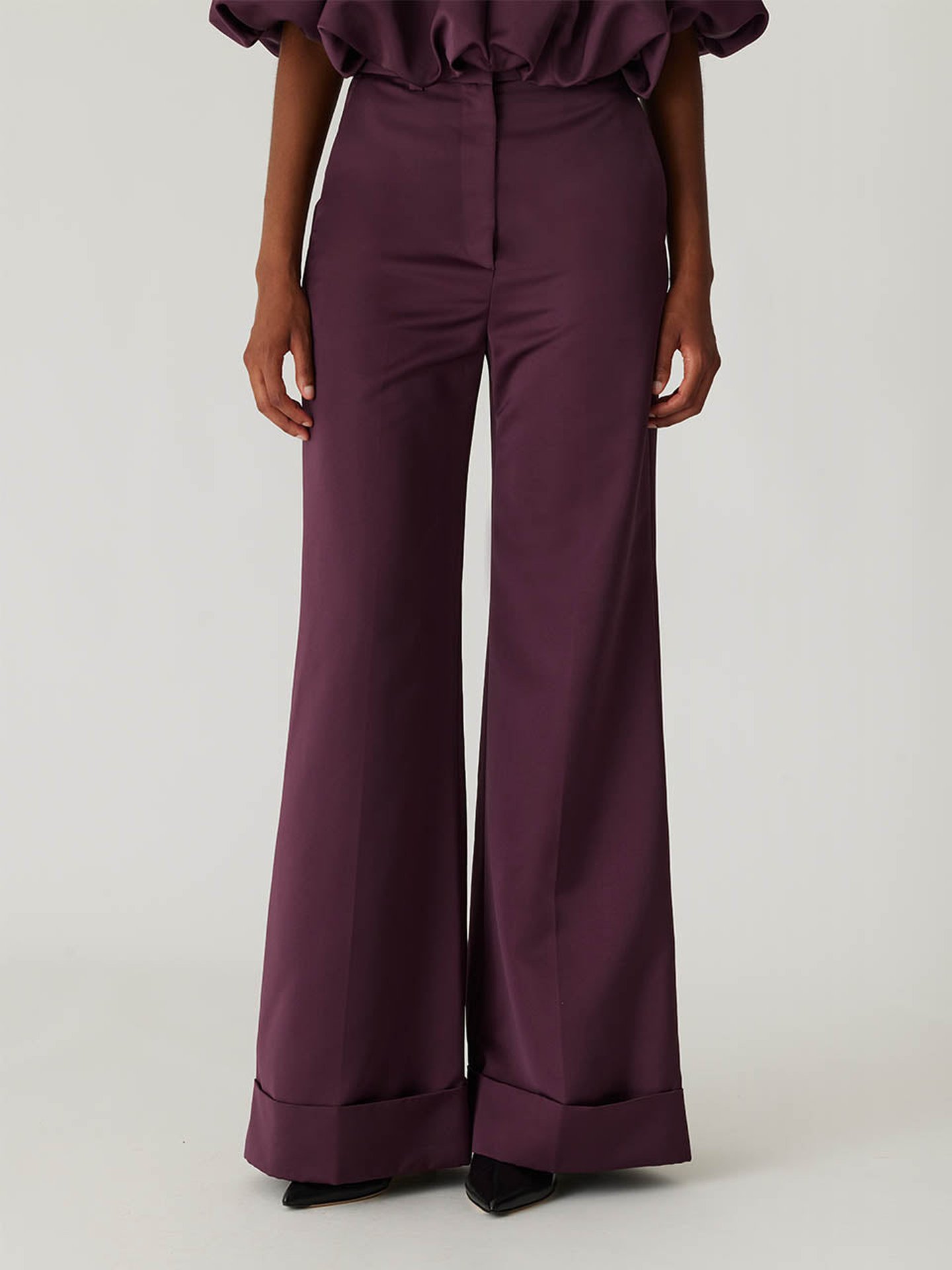 パンツ [ALCMY] TIERED LACE SATIN PANTS Techy Sateen Wide Leg Pant | Cosmopolitan Shop