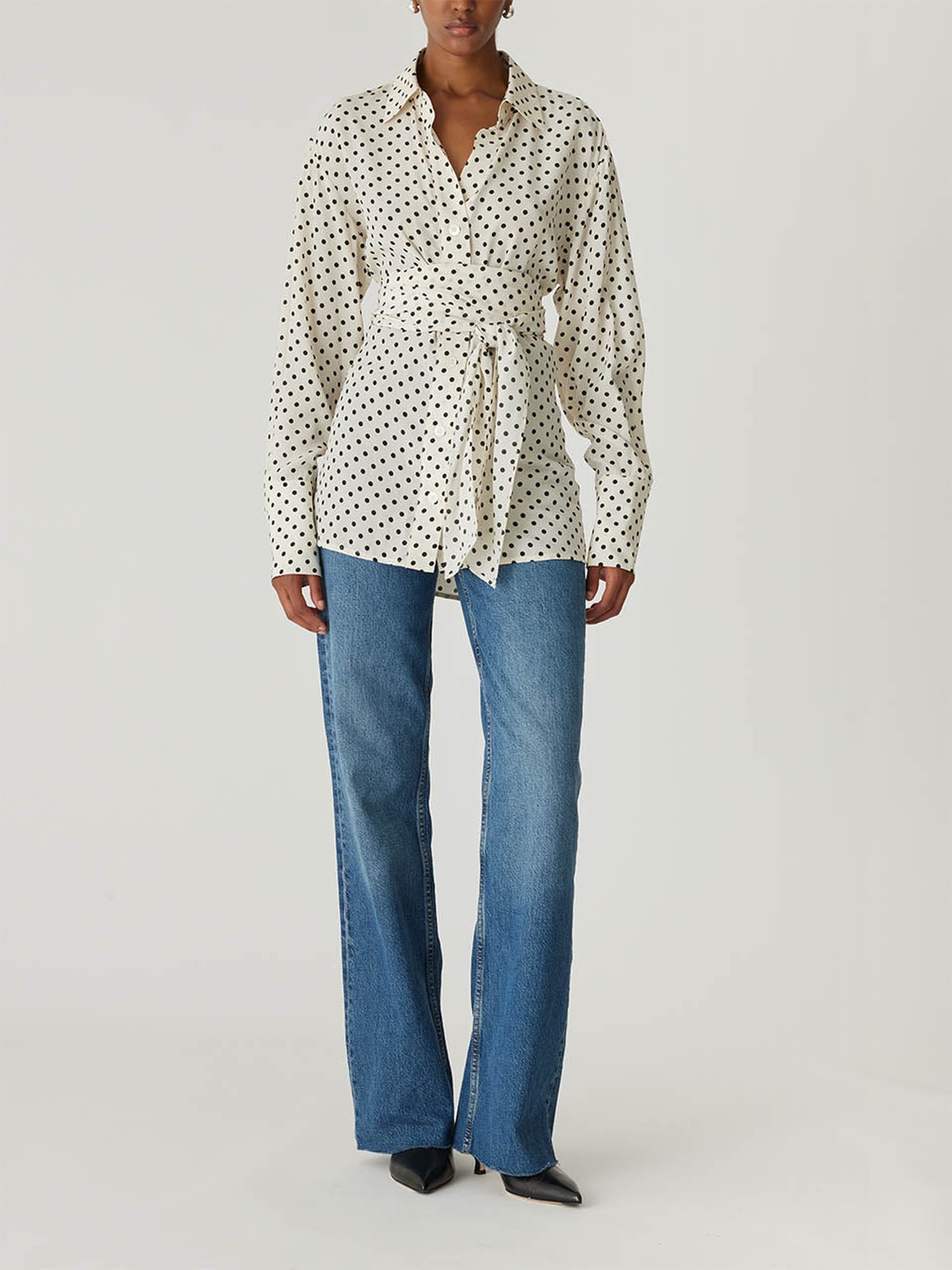 Polka Dot Silky Wrap Shirt | Cosmopolitan Shop