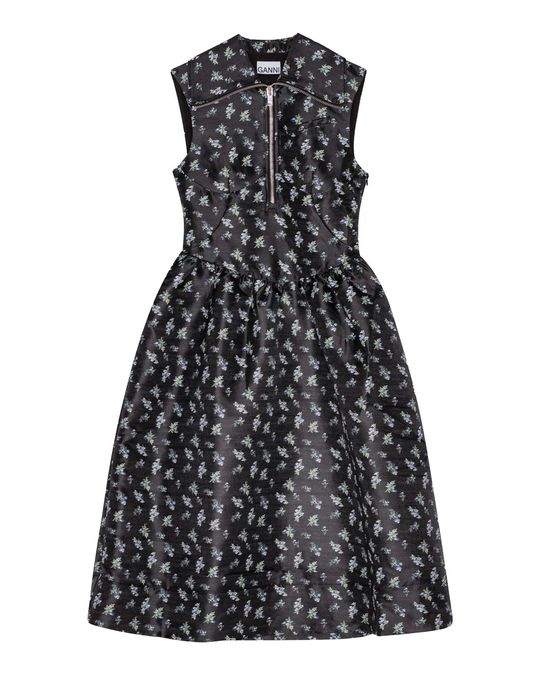 オンラインショップ Jacquard Floral Black Midi Shop Cosmopolitan | Dress ワンピース